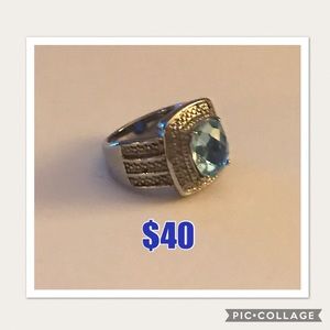 Sterling silver ring (925) Aquamarine stone